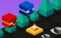 Crimson and Cyan Obstacle Dash